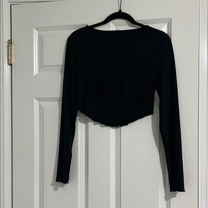 SHEIN Black Cropped Long Sleeve Top